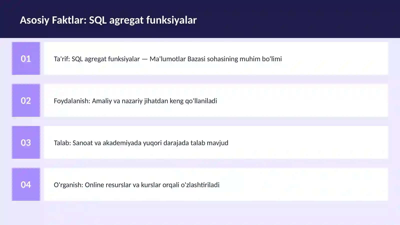 SQL agregat funksiyalar 3