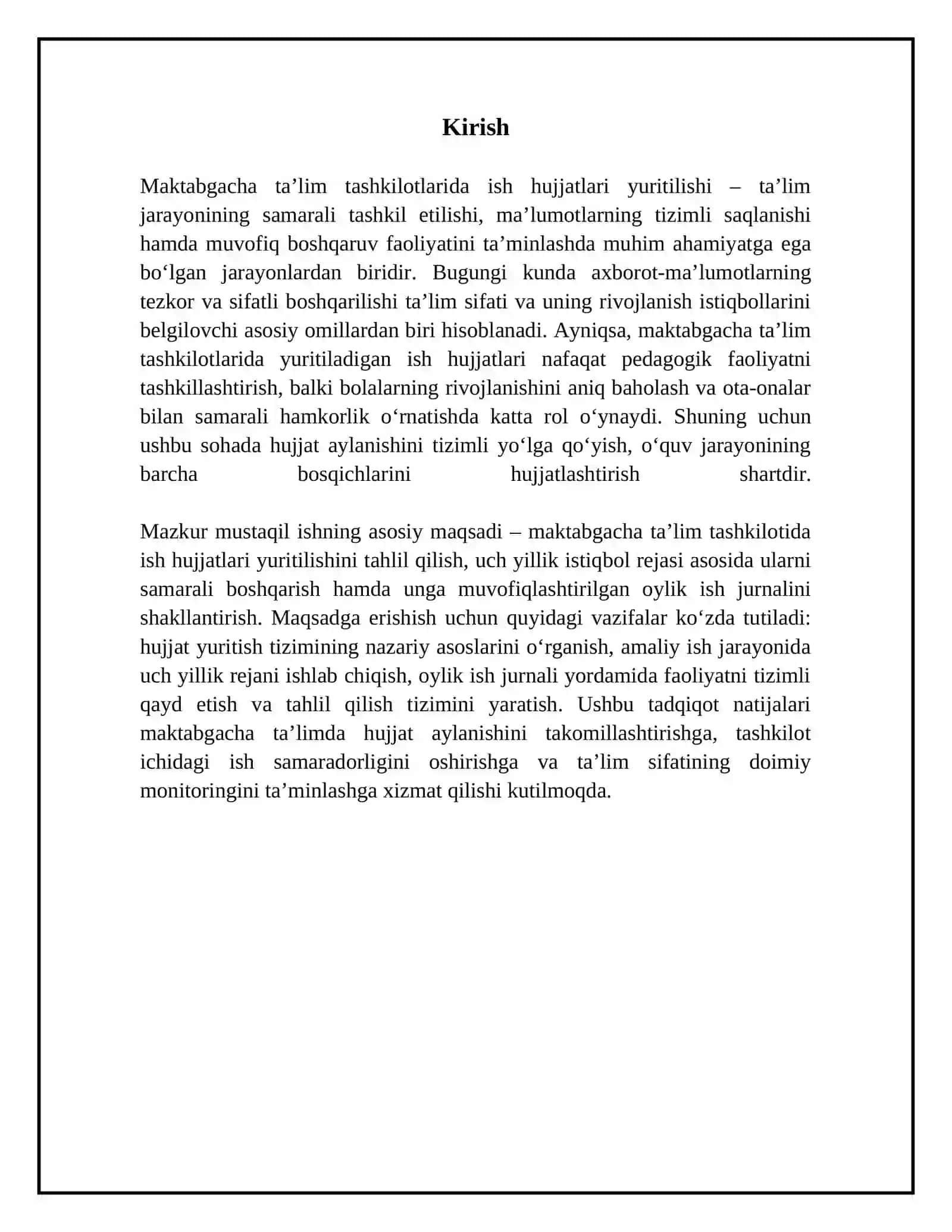 Maktabgacha taʼlim tashkilotida ish hujjatlari yuritilishi. Uch yillik istiqbol va unga muvofiqlashtirilgan oylik rejasi ( ish jurnali ) 3