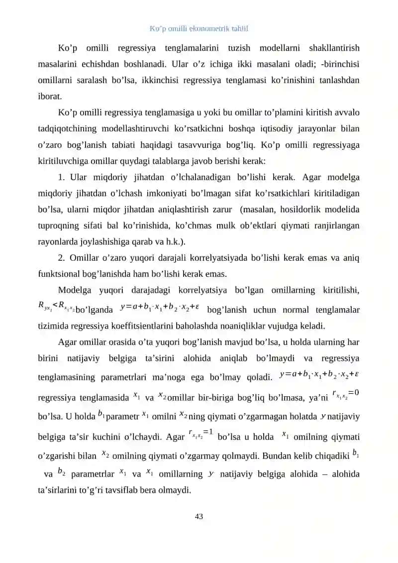 Ko’p omilli Eksonometrik Tahlil 3