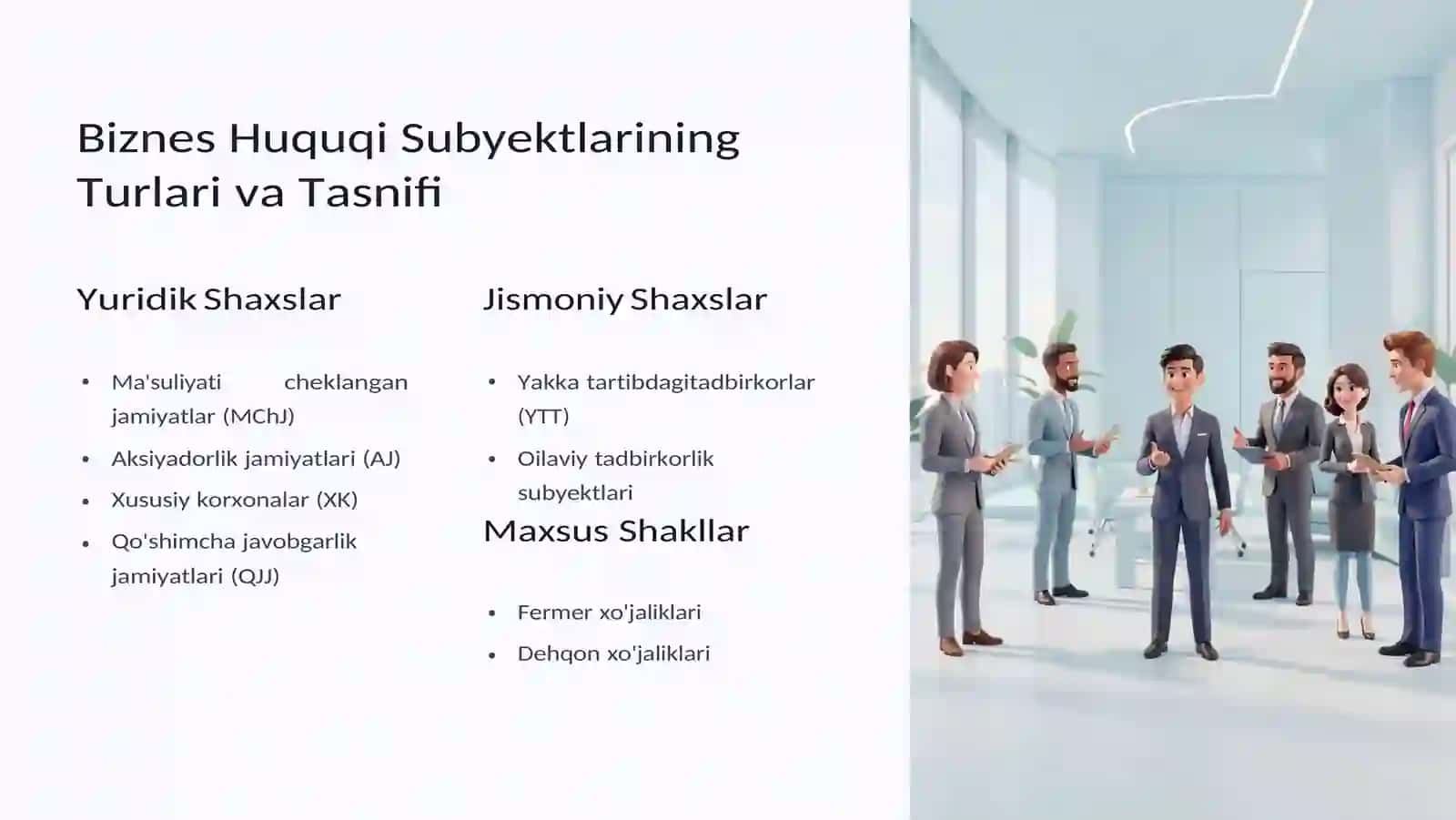 Biznes Huquqi Subyektlari: Tushuncha, Turlar va Huquqiy Holat 3