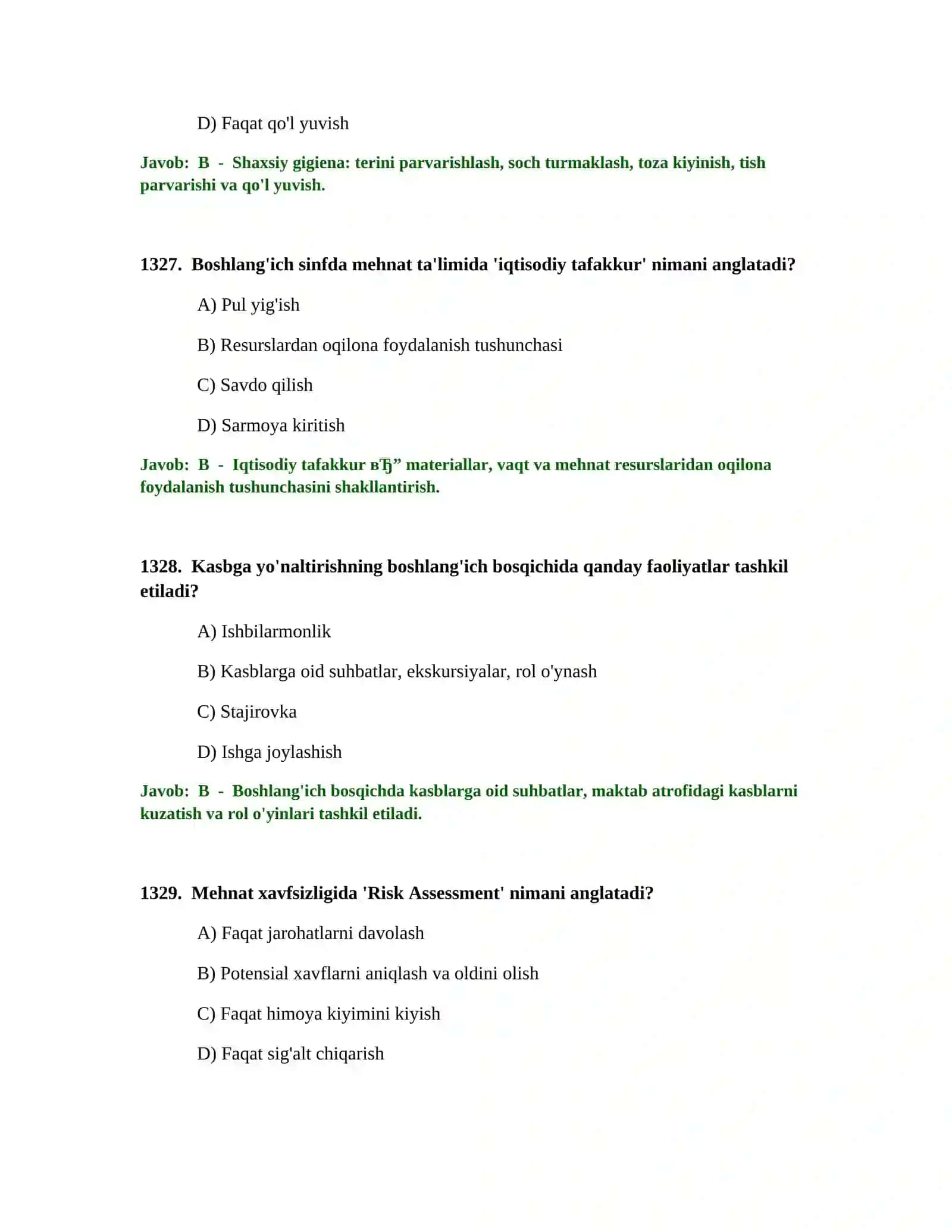 O'QITUVCHISI TEST SINOVLARI 3
