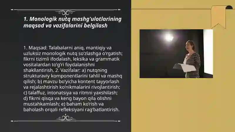 Monologik nutqni rivojlantirish bo'yicha mashg'ulotlarni loyihalashtirish 3