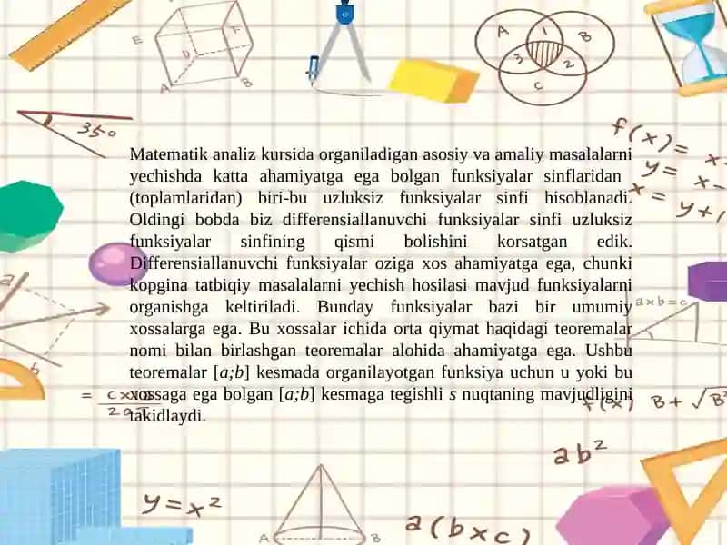 Differensial hisobning asosiy teoremalari va tatbiqlari 3