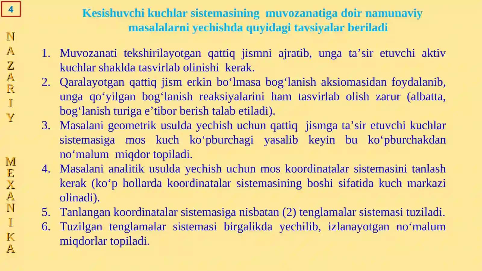 TEKISLIKDA TA’SIR CHIZIQLARI BIR NUQTADA KESISHUVCHI KUCHLAR SISTEMASI 3
