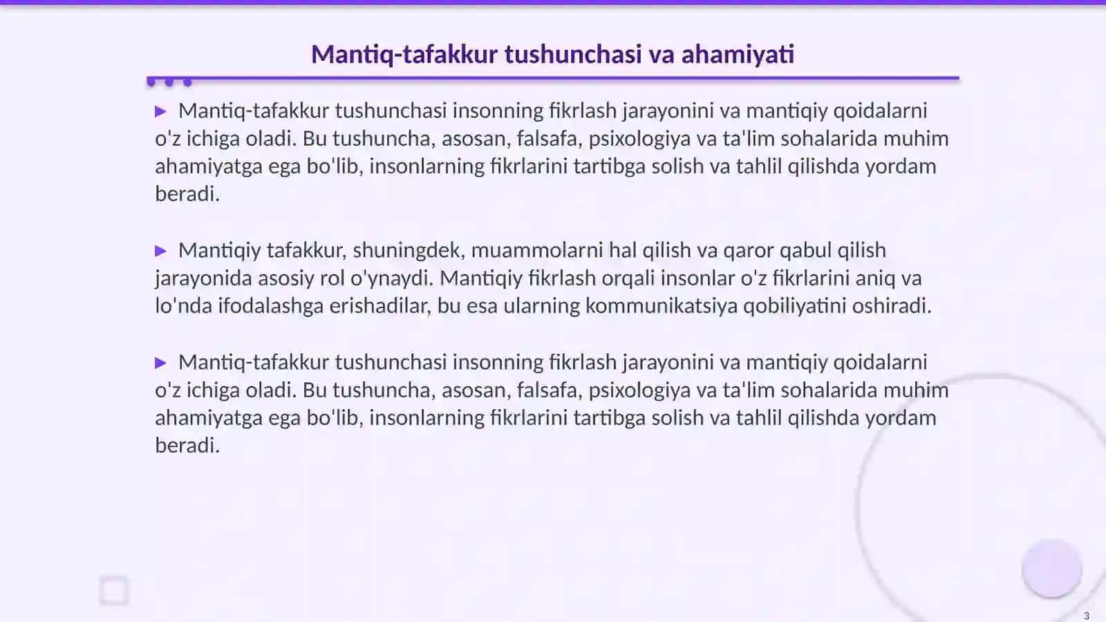 Mantiq-tafakkur shakllari haqidagi fan 3