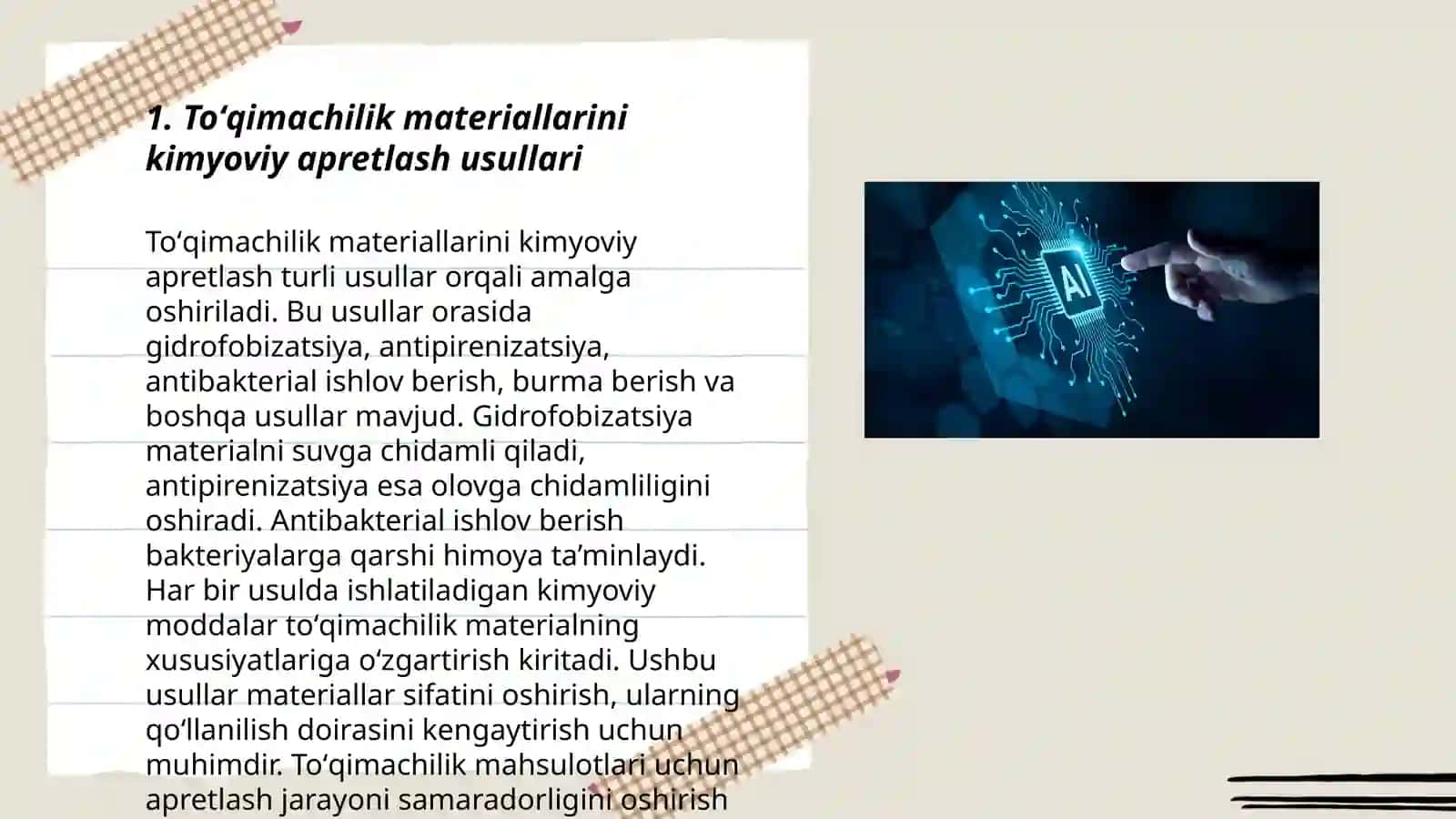 Toʻqimachilik materiallarini apretlashning zamonaviy texnalogiyasi 3