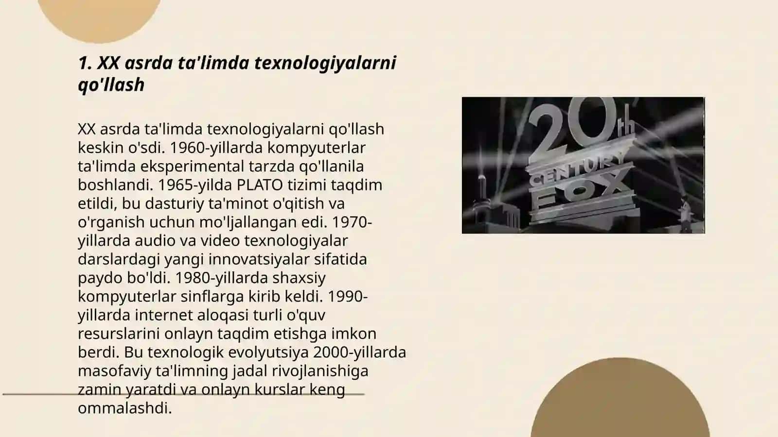 XX asrda ta'limda texnologiyalarni qo'llash 3