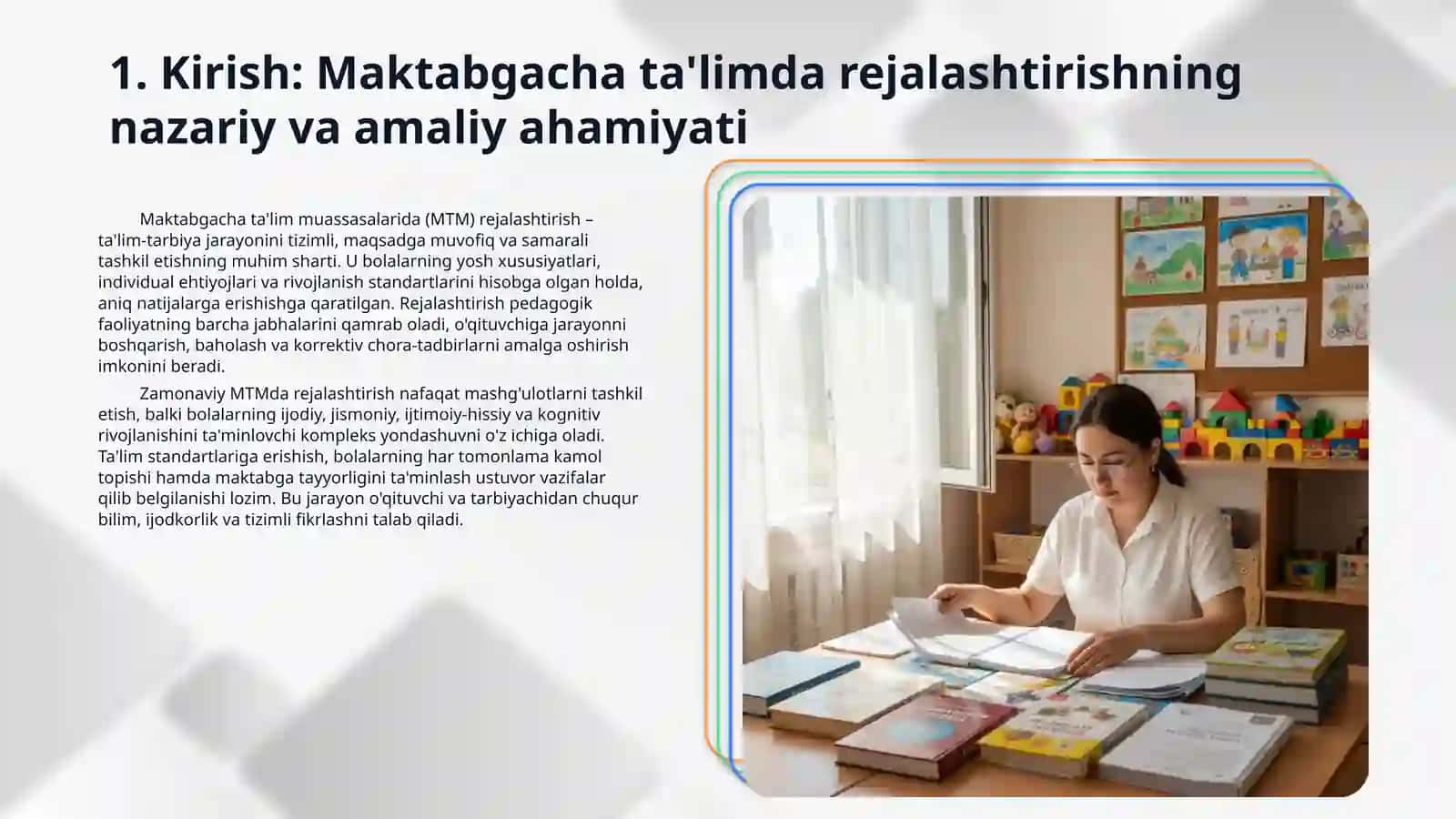 Maktabgacha talim tashkilotida rejalashtirishning asosiy bosqichlari va turlari 3