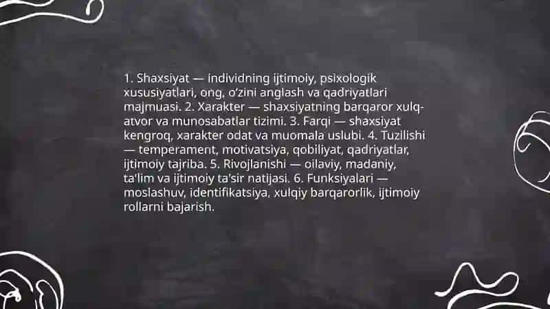 Shaxsning psixologik xususiyatlari. Xarakter 3