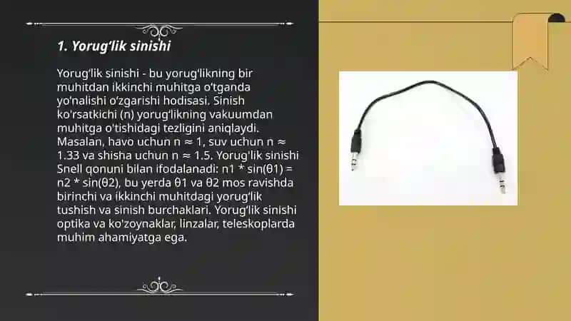 Yorugʻlikning qaytishi va sinishi qonunlari 3