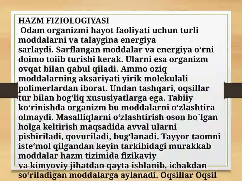 Slayd Hazm tizimi fiziologiyasi 3