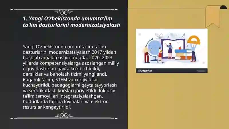 Yangi Oʻzbekistonda taʼlim sohasida amalga oshirilayotgan oʻzgarishlar 3