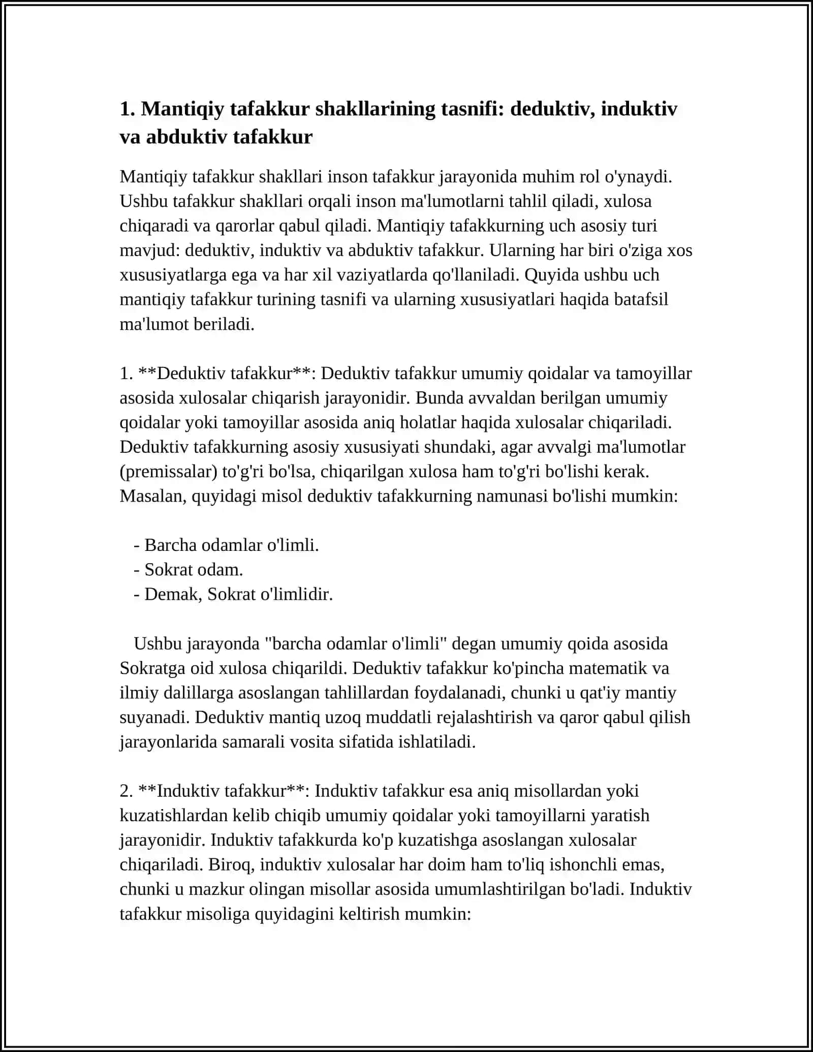 MANTIQIY TAFAKKUR SHAKLLARI VA QONUNLARINI OʻRGANUVCHI FAN SOHASI SIFATIDA 3