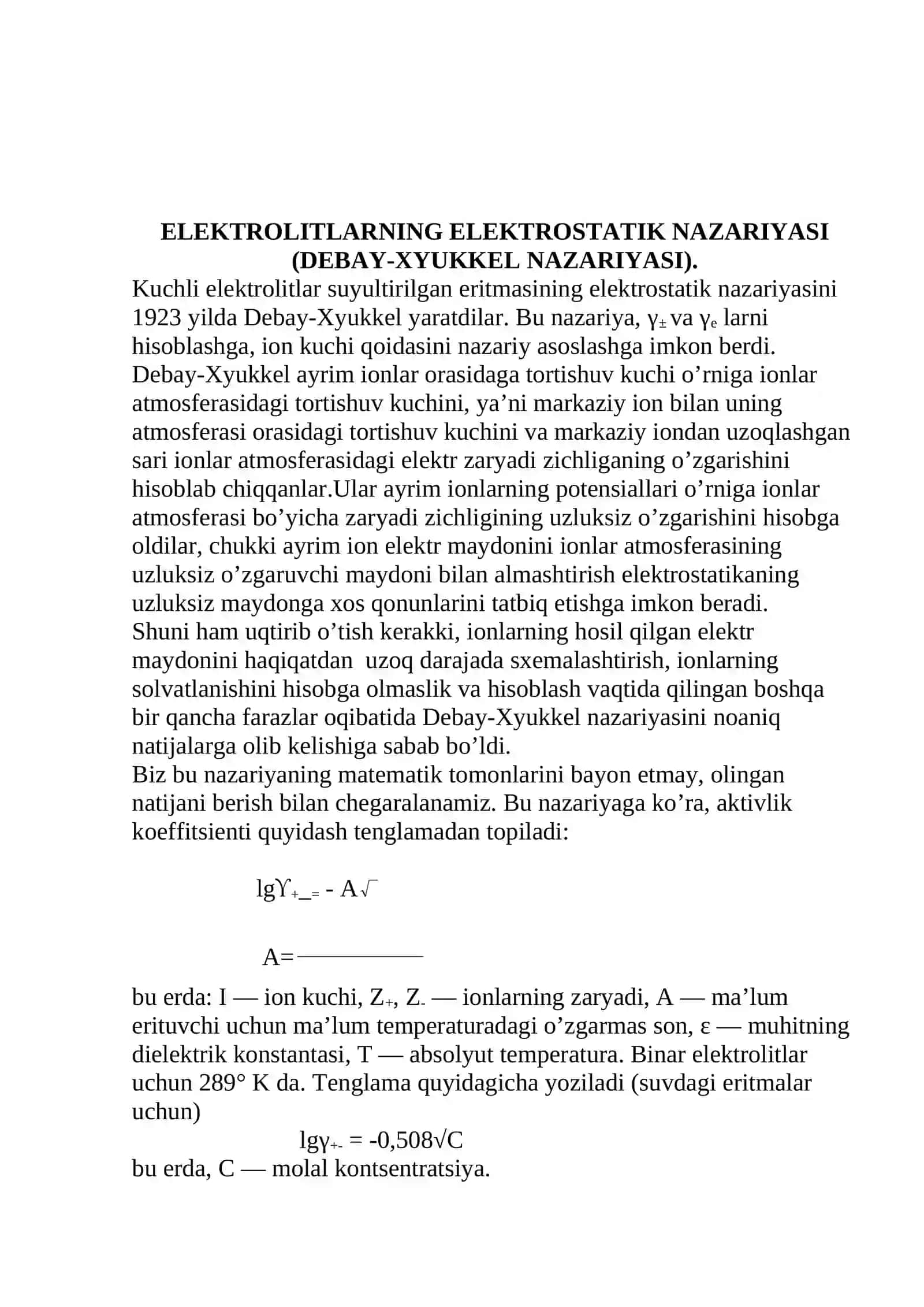 Elektrolitlarning elektrostatik nazariyasi 3