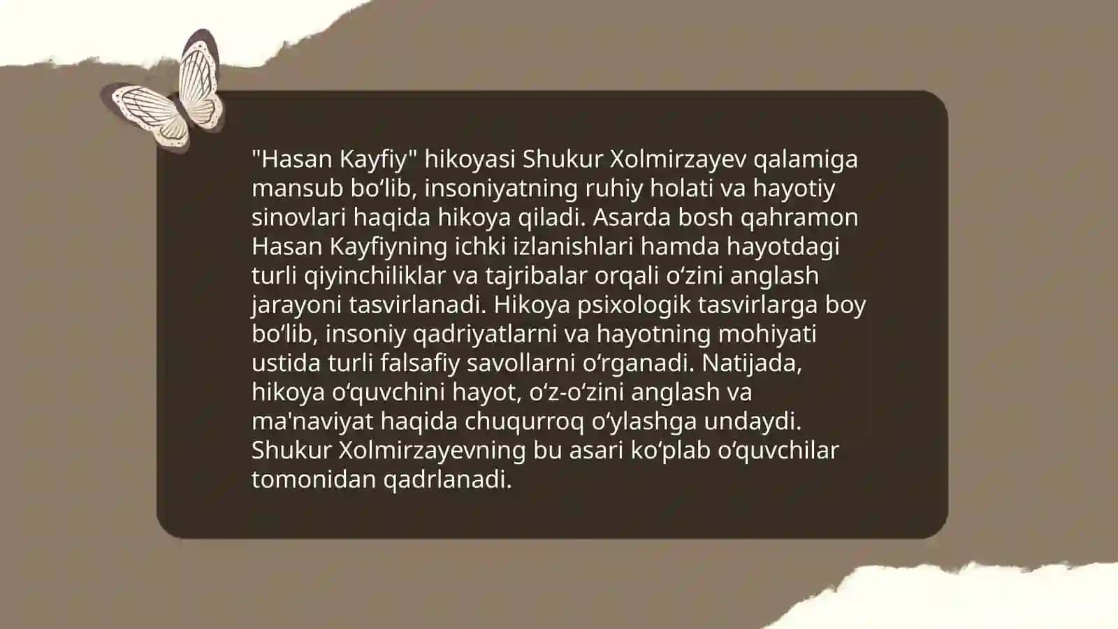 G'afur G'ulomning Hasan Kayfiy hikoyasi tahlili 3