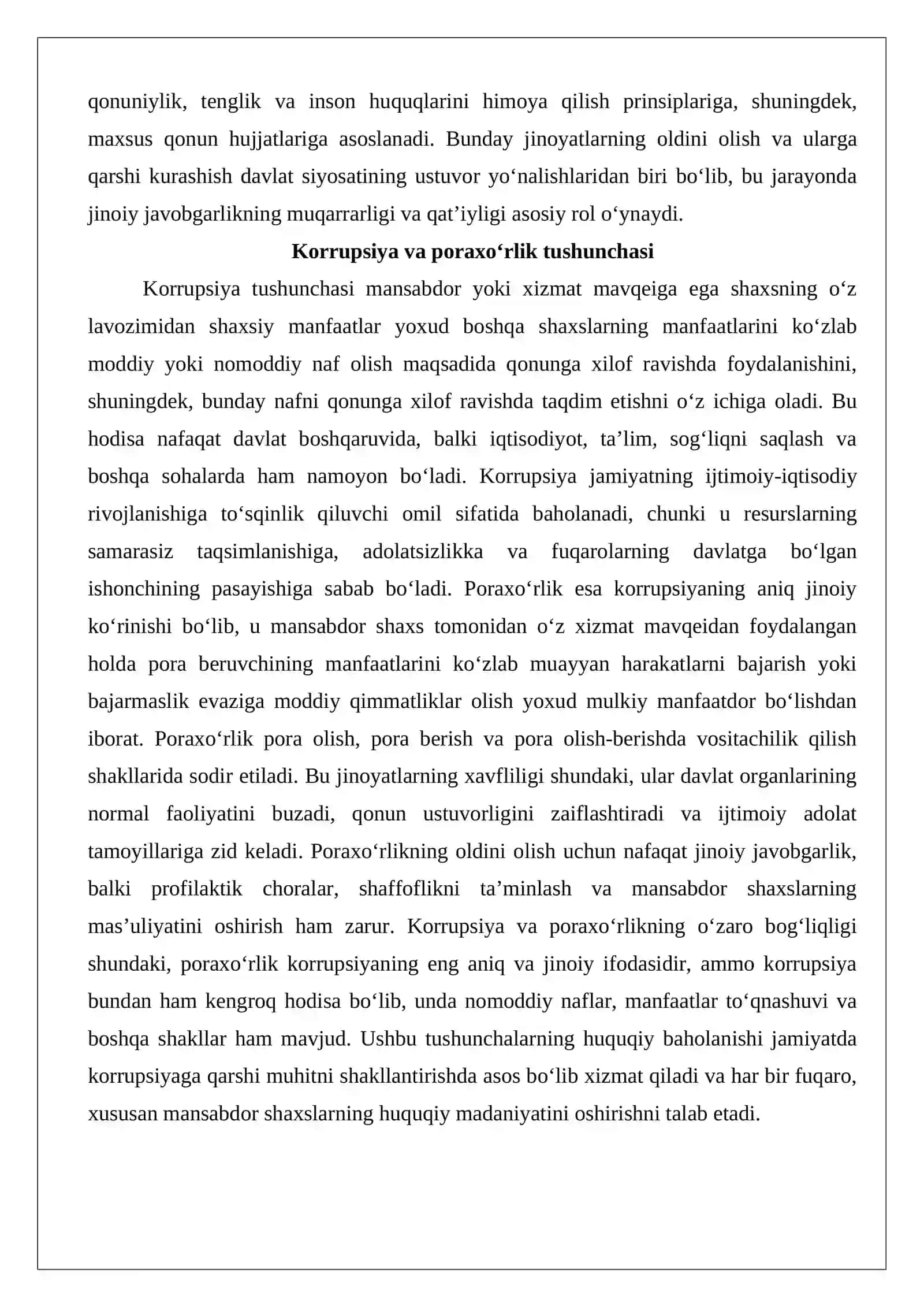 Pora olish, pora berish, pora olish-berishda vositachilik qilish jinoyatlarining huquqiy tahlili 3