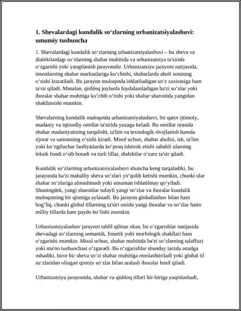 SHEVALARDAGI KUNDALIK MULOQOTDA UCHRAYDIGAN SO'ZLARNING URBANIZOTSIYALASHUVI 3