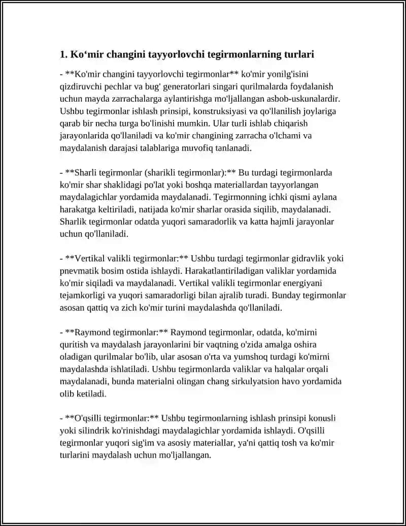 Koʻmir changini tayyorlovchi tegirmonlar 3