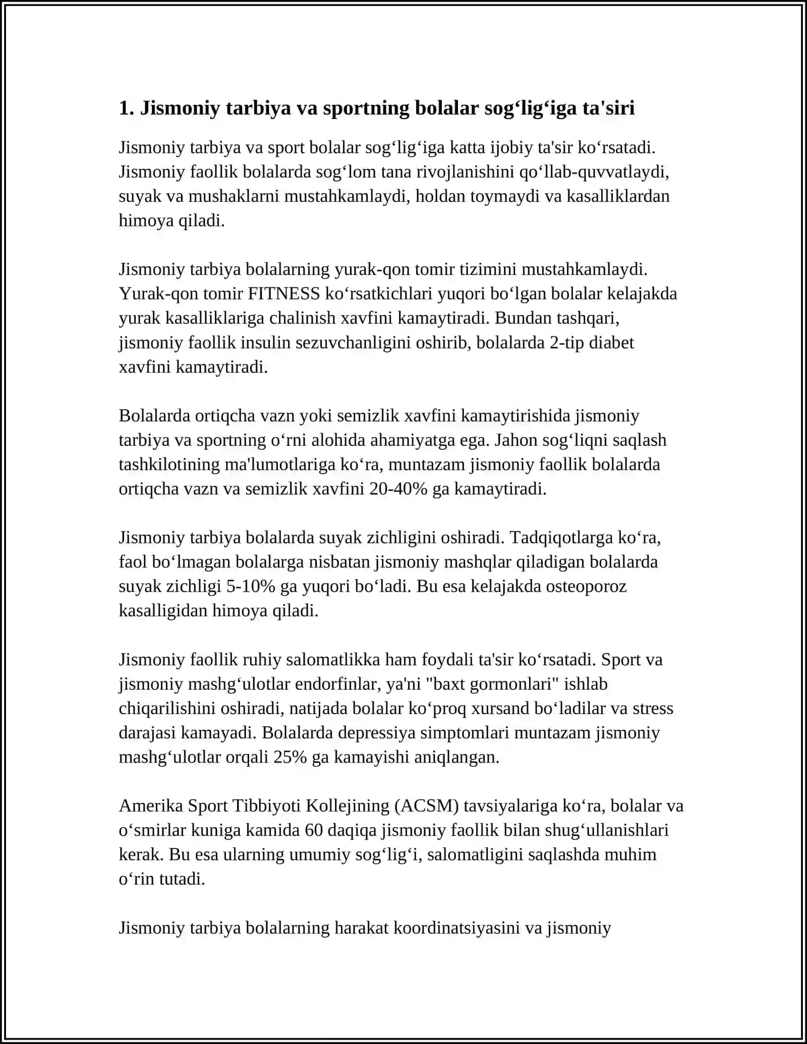 BOLALARNING JISMONIY SOĞLOM BÕLIB ULĞAYISHLARI UCHUN, JISMONIY TARBIYA VA SPORTGA QARATILAYOTGAN E'TIBOR 3