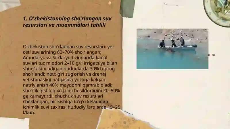 O'zbekiston sharoitida sho'r suvlarni chuchuklashtirish g'oyasini yaratish 3