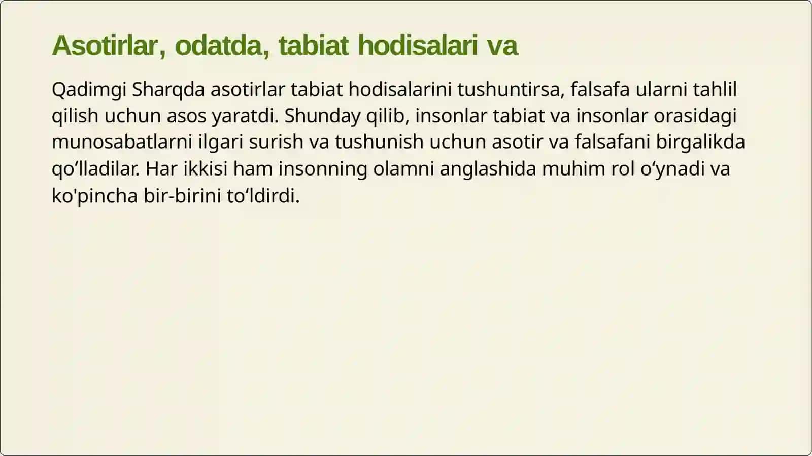 Qadimgi Sharqda asotiriy tasavvurlar rivoji va falsafiy bilimlarning paydo bo'lishi 3