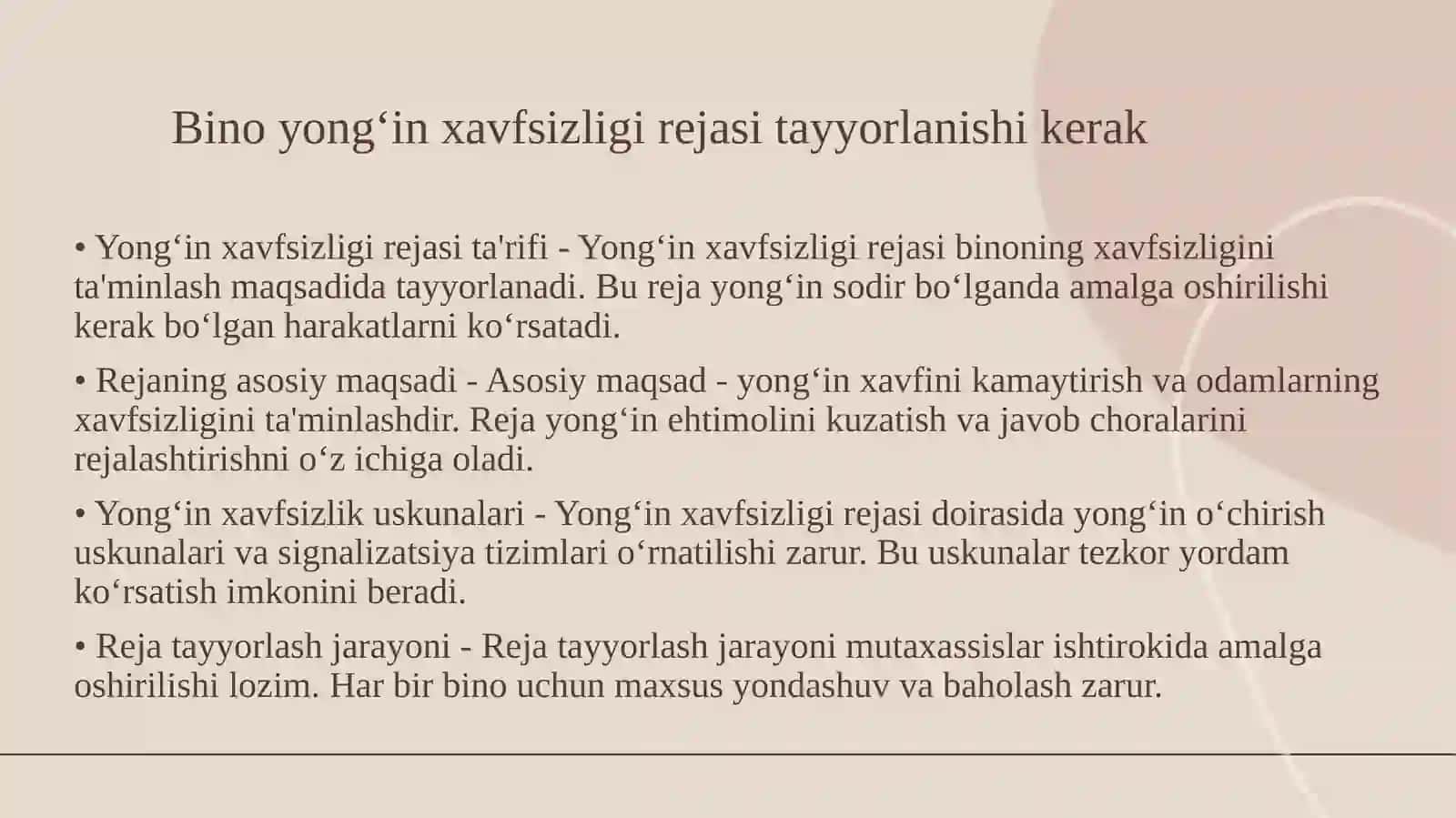 Bino yong‘in xavfsizligi reja 3