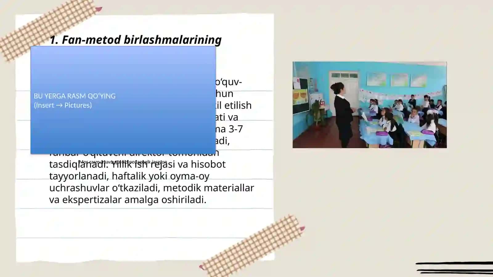 Umumiy oʻrta taʼlim maktablarining fan metod birlashmalari; Umumiy oʻrta taʼlim maktablarining pedagogik kengashi; Tuman (shahar) xalq taʼlimi boʻlimlari 3