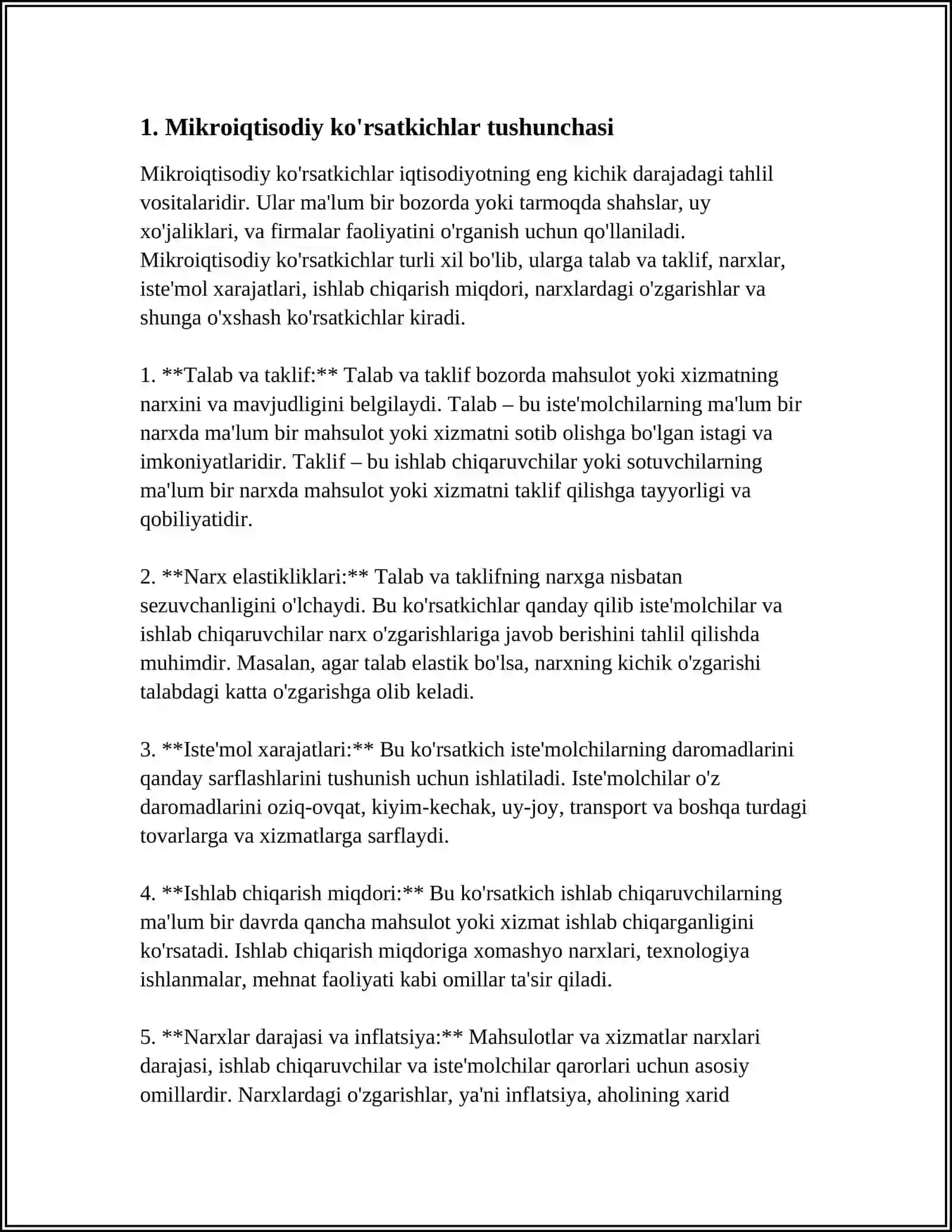 MIKROIQTISODIY KORSATKICHLARNI HISOBLASH USLUBIYATI VA OZARO BOG'LIQLIGI 3