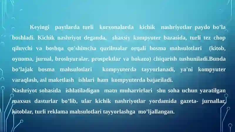 Nashriyottizimi. Page Maker dasturiva unda ishlash asoslari 3