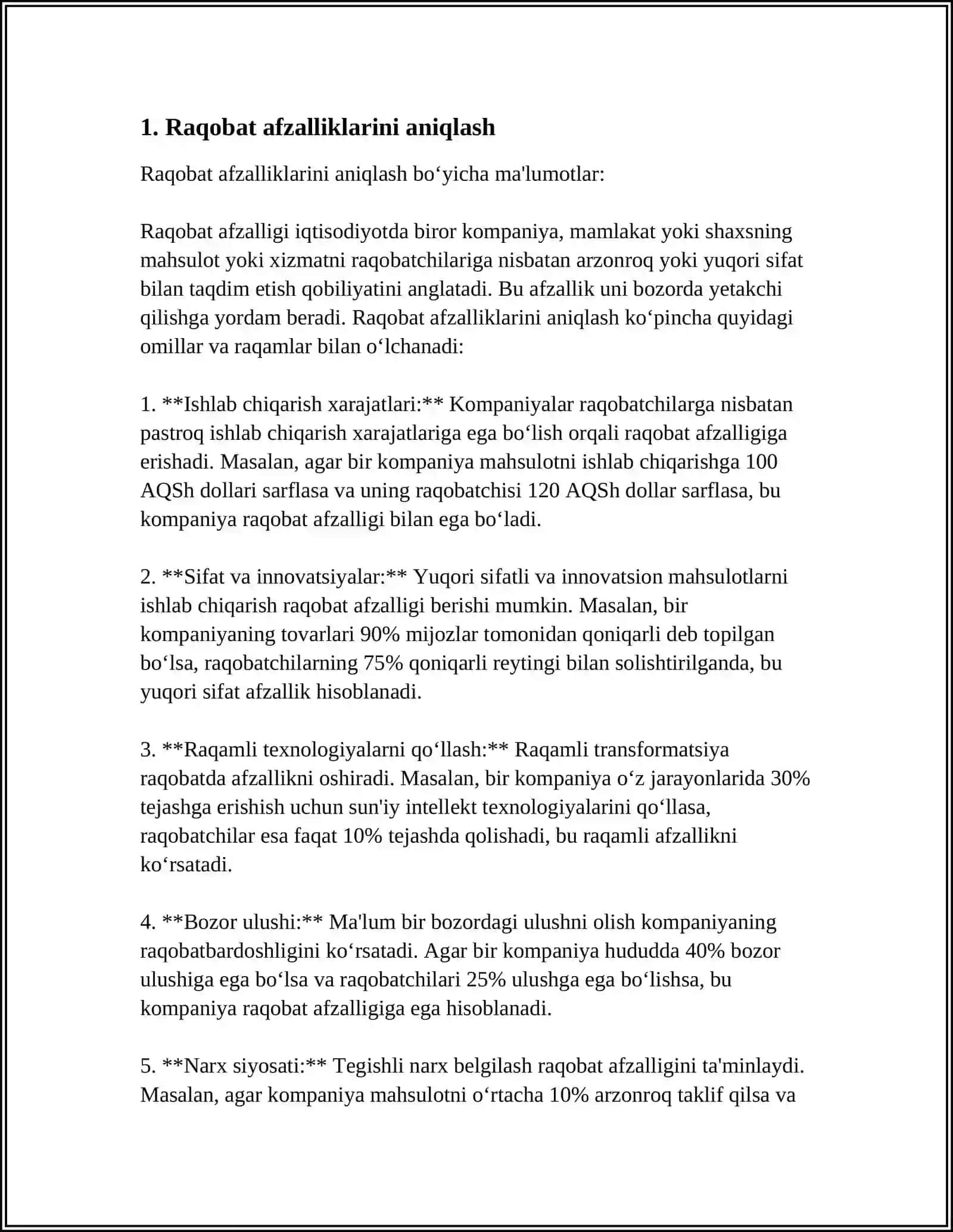 KOMPANIYANING RAQOBAT STRATEGIYASINI TANLASH 3