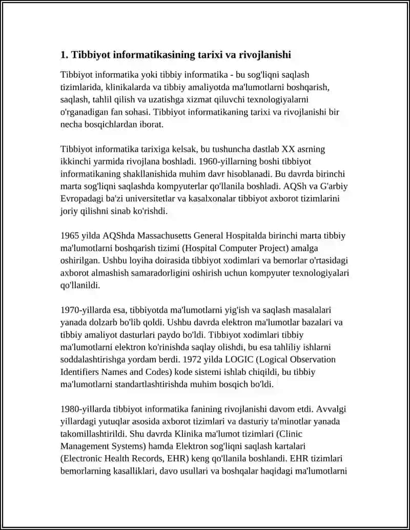TIBBIYOTDA INFORMATIKANING URNI 3