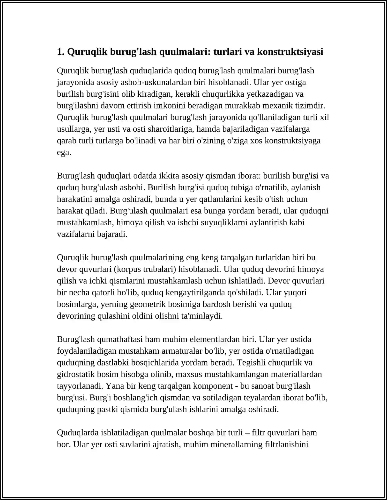 QUDUQ BURUG'LASH QUULMALARI VA USKUNALARI 3