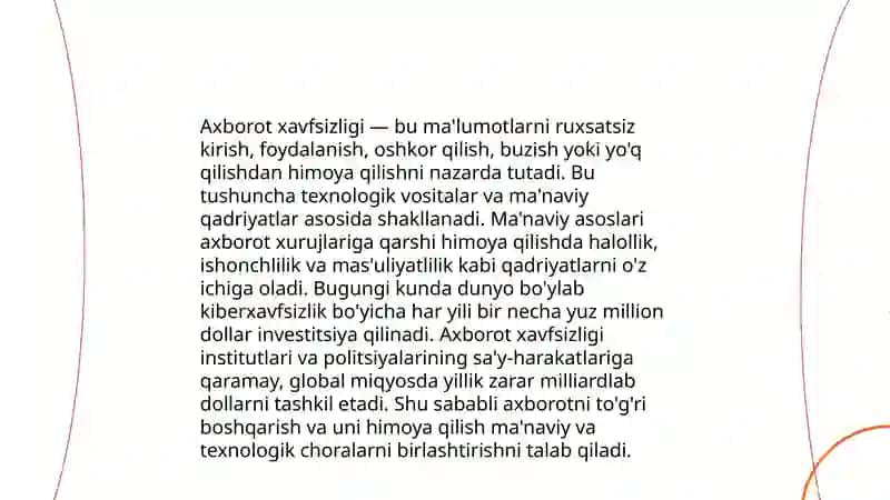 O‘zbekistonda axborot xavfsizligining ma‘naviy va huquqiy asoslari ularning huquqiy xujjatlardagi ifodasi 3