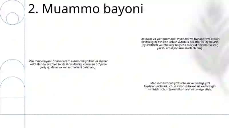 Ikki Polasali Avtomobil Yo‘Llari Va Shahar Ko‘Chalaridagi Avtobus Bekatlariga Harakat Xavfsizligi Bo‘Yicha Qo‘Yilgan Me’Yoriy Talablarni O‘Rganish 3