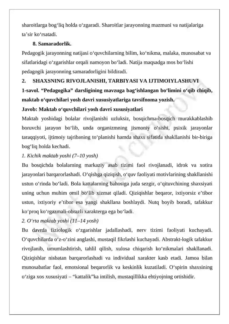 PEDAGOGIKA NAZARIYASI MODULIDAN MUSTAQIL ISH 3