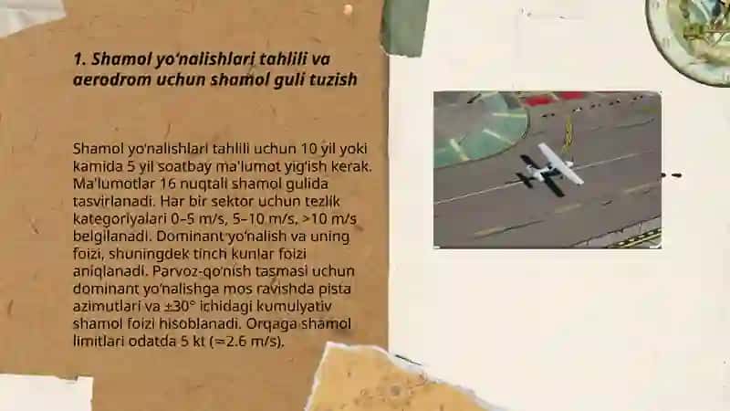 Parvoz qilish-qo‘nish tasmasini loyihalashda shamol yo‘nalishlarini hisobga olish 3