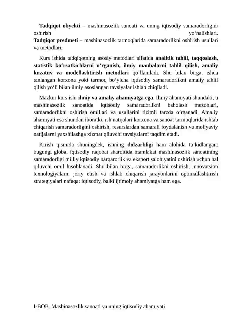 Mashinasozlik sanoatining iqtisodiy samaradorligini oshirish 3