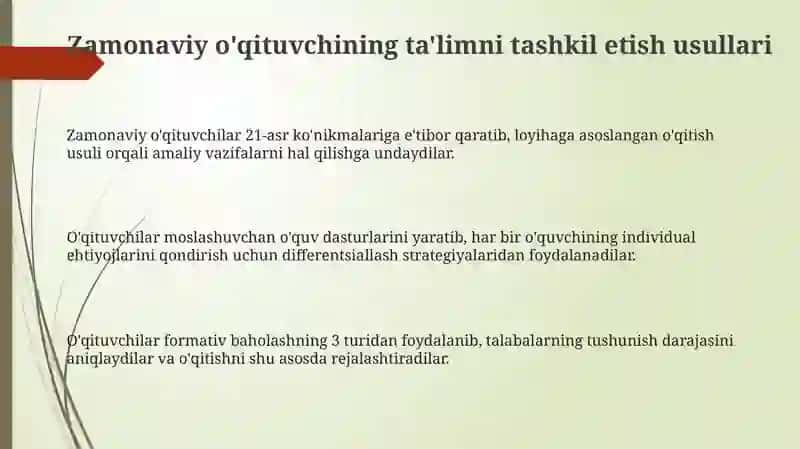 Zamonaviy o'qituvchining ta'limni tashkil etish usullari 3
