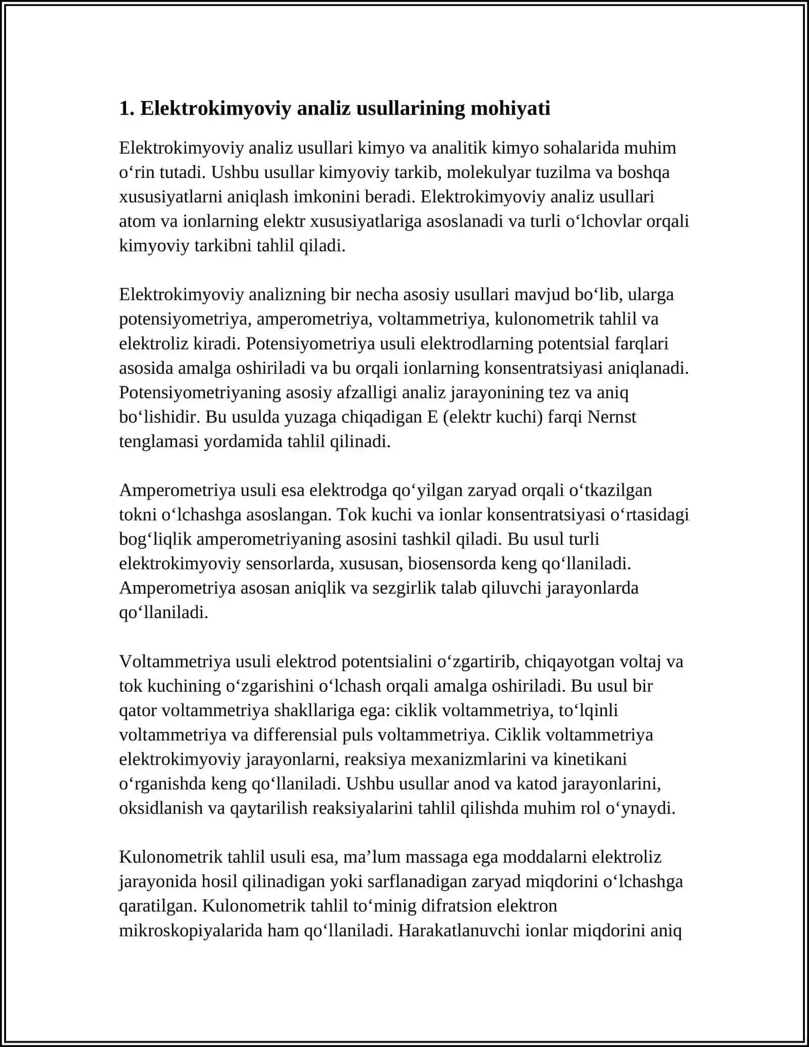 ELEKTROKIMYOVIY TAXLIL USULLARI.ELEKTROKIMYOVIY ANALIZ USULLARINING TASNIFI 3