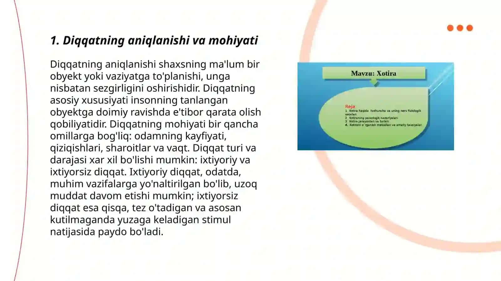 Diqqat haqida tushuncha va uning nerv-fiziologik asoslari 3