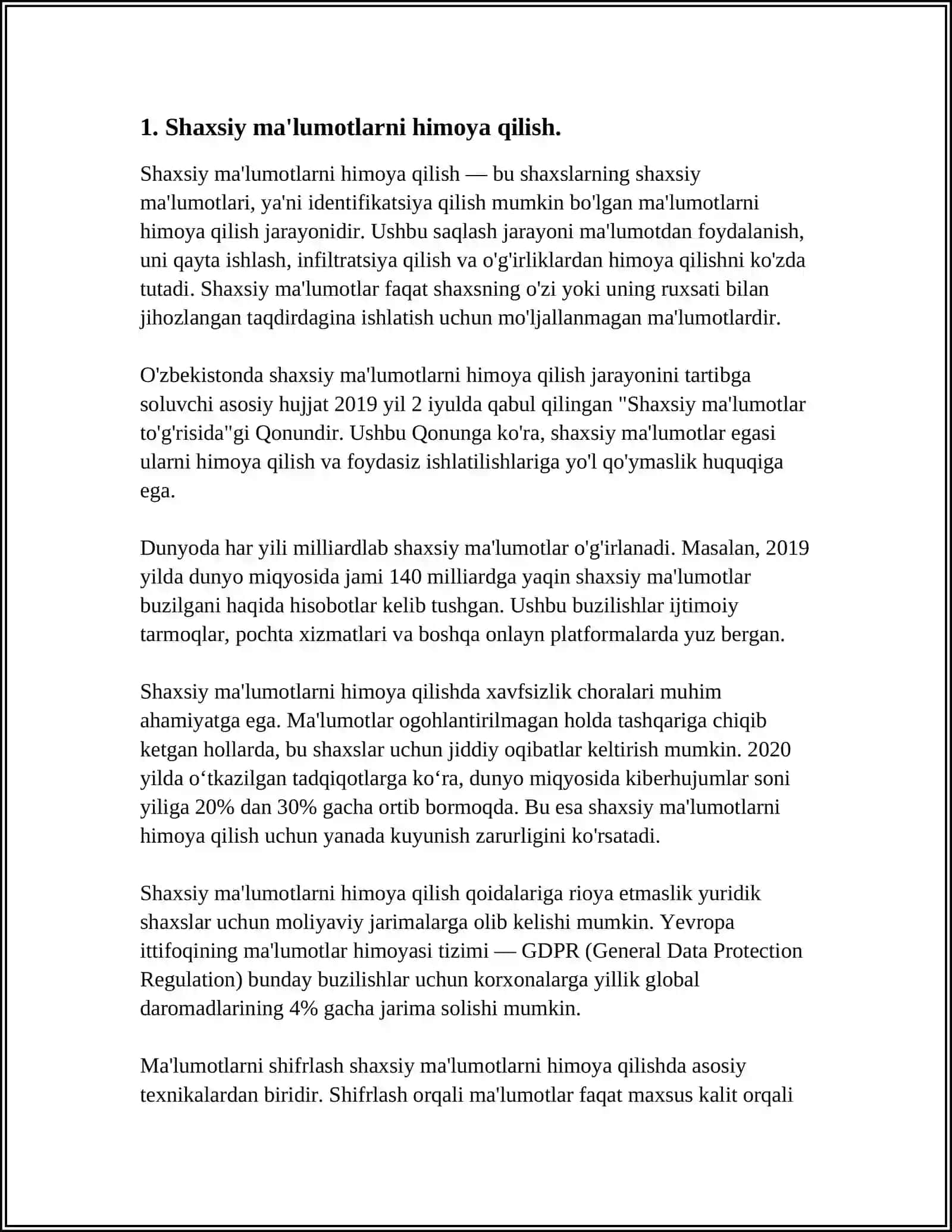 AXBOROTNI RUXSATSIZ FOYDALANISHLARDAN HIMOYALASH 3
