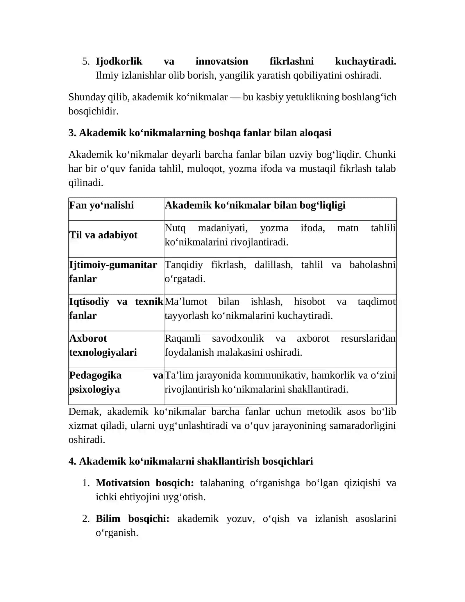Akademik ko‘nikmalar va kasbiy kompetentlik 3