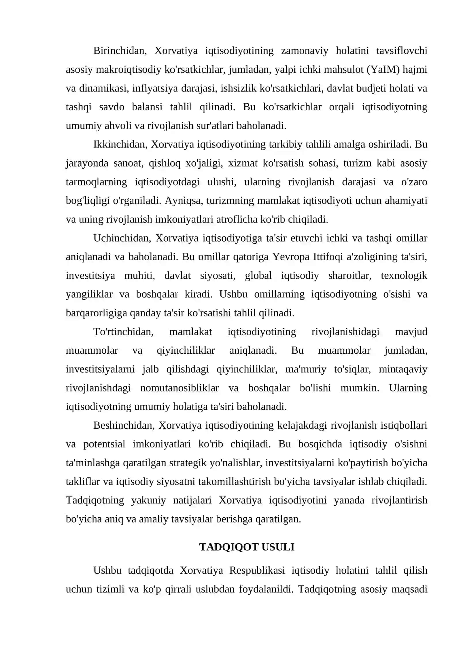 XORVATIYA DAVLATINING IQTISODIY HOLATINI TAHLIL QILISH 3
