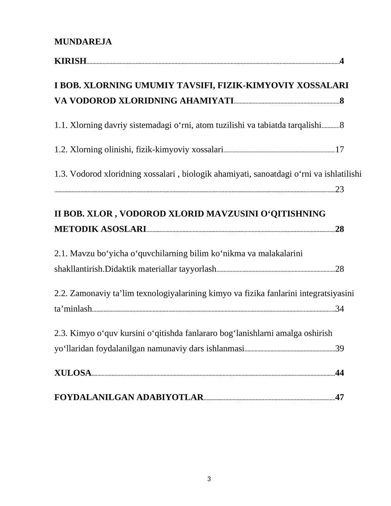 "XLOR, VODOROD XLORID MAVZUSINI O’QITISH METODIKASI" 3