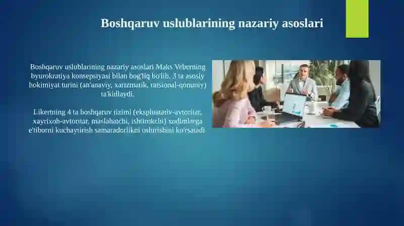 Boshqaruv uslubini tanlash tipologiyasi va uning samaradorligini baholash 3