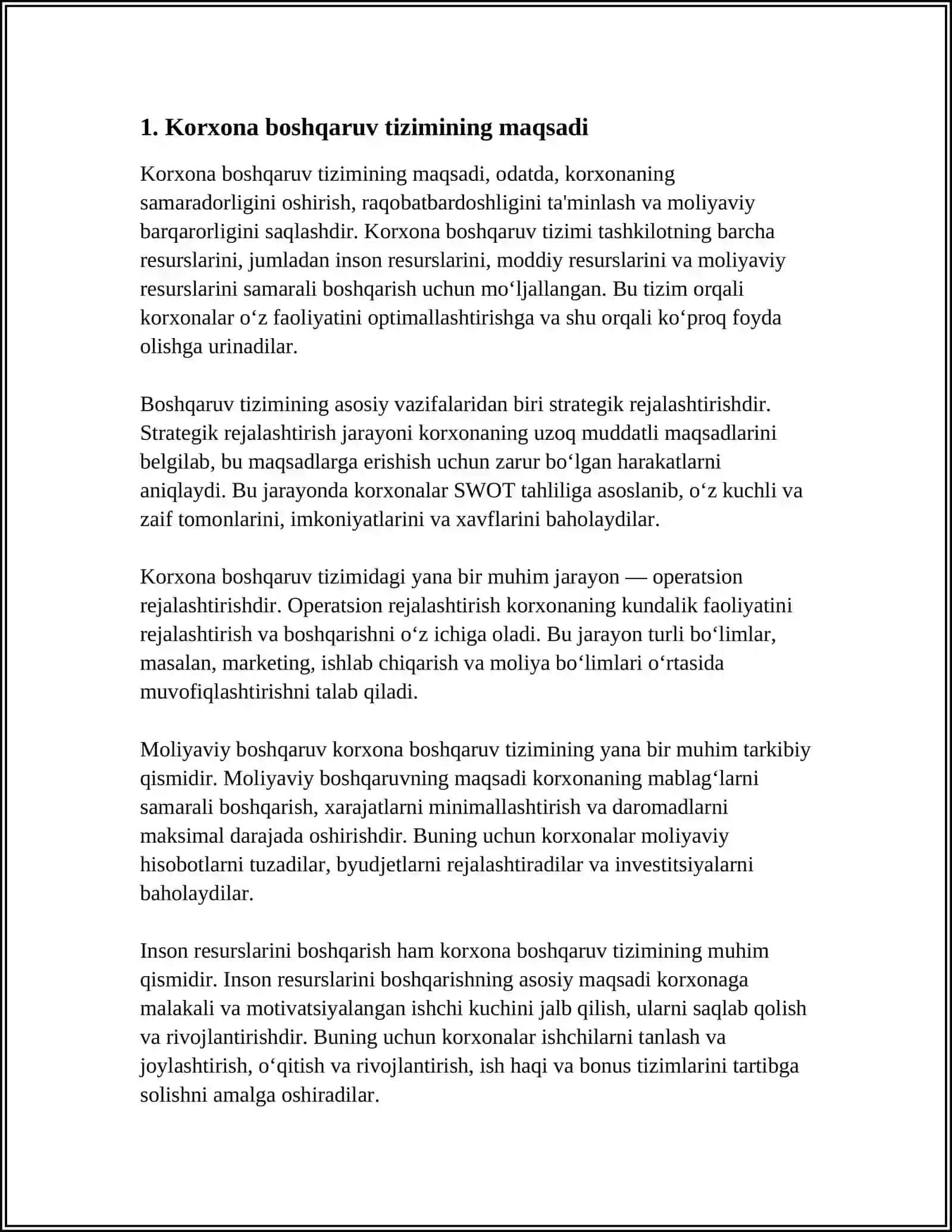KORXONA BOSHQARUV TIZIMINING MANTIQIY MODELI VA MA'LUMOTLAR BAZASINI LOYIHALASH 3