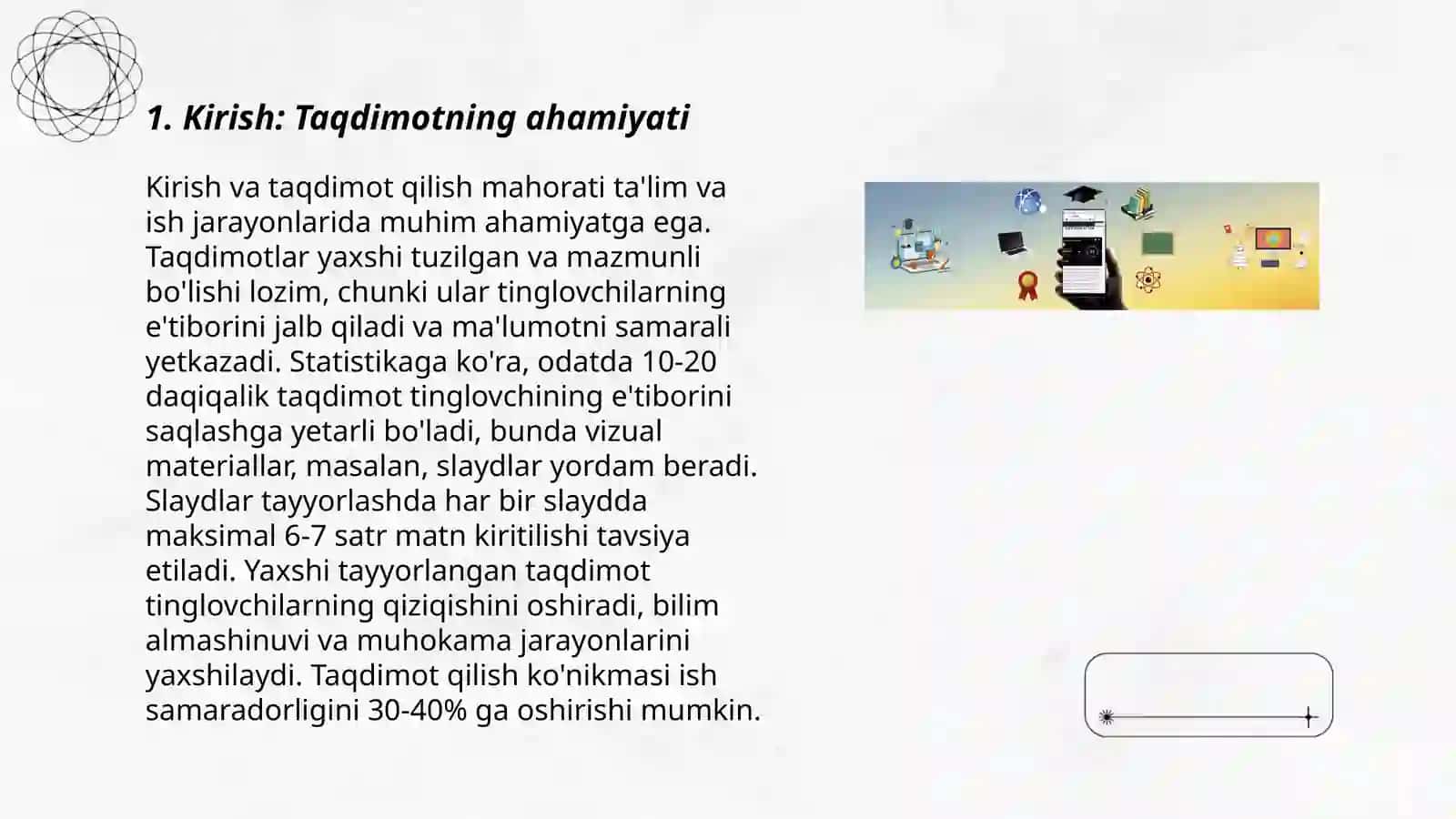 Taqdimot tayyorlash va taqdim etish usul va vositalari 3
