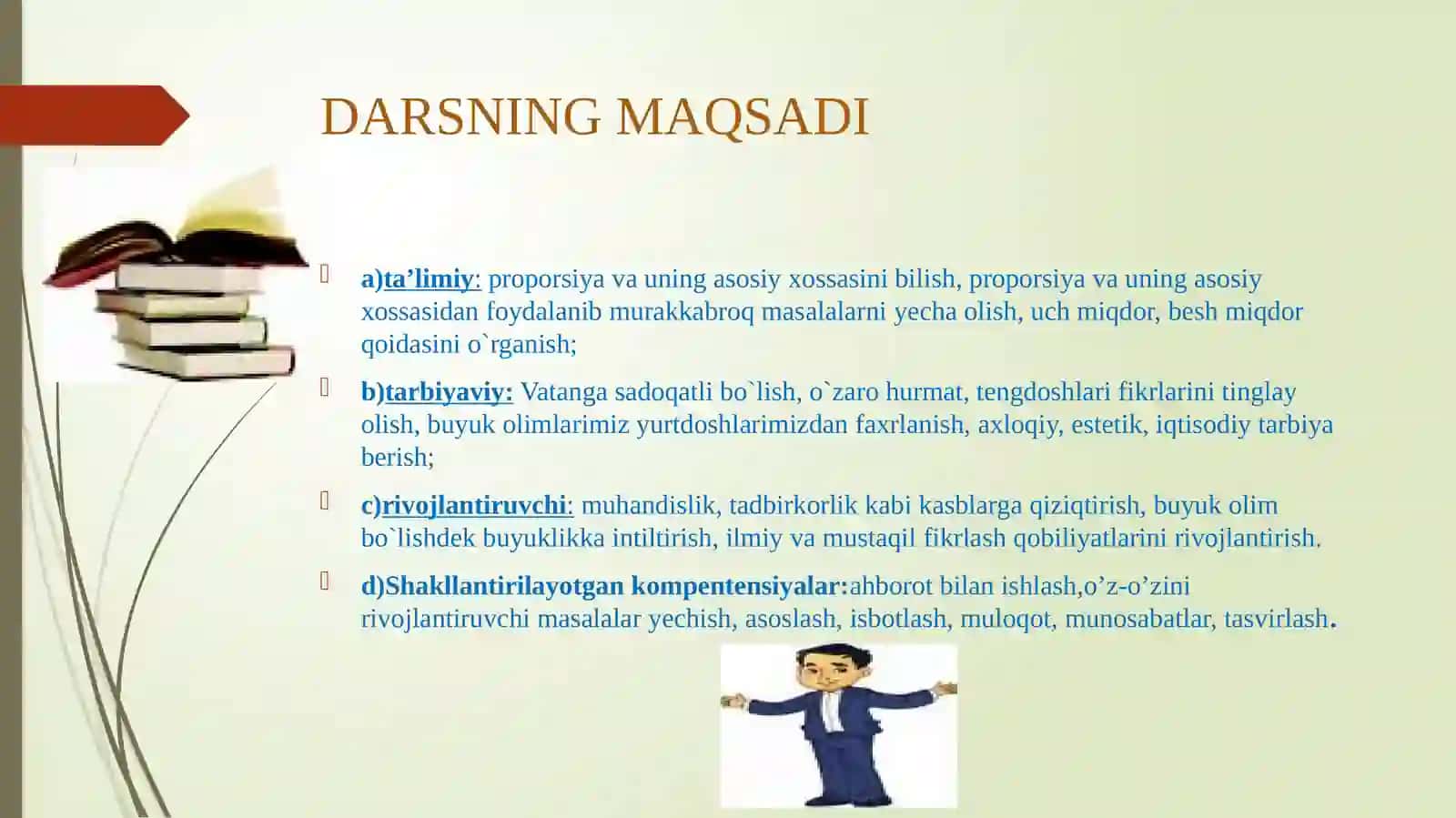 6-sinf Matematika fanidan dars ishlanma. Proporsiyaning asosiy xossasi 3