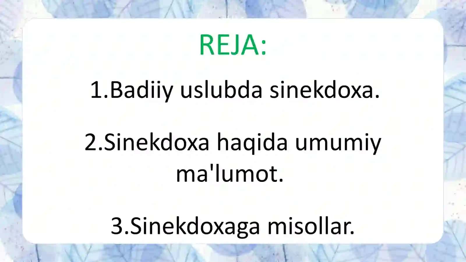 Uslubga ko'ra  qism orqali butun va aksincha butun orqali qism atalishi 3