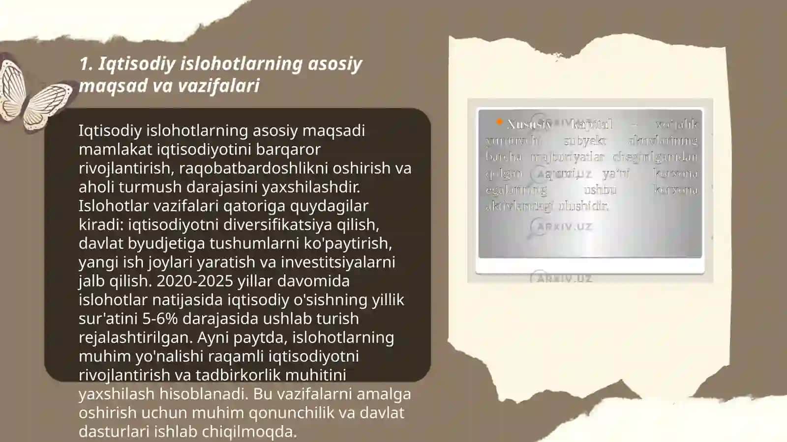 Iqtisodiy islohotlar, xususiy mulkchilikning shakllanishi 3